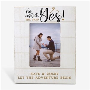 He Asked, She Said Yes Personalized Engagement Shiplap Frame- 5x7 Vertical - 24260-5x7V