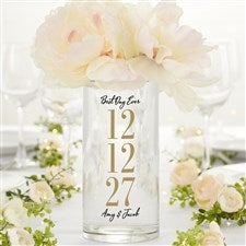 The Big Day Personalized Wedding Cylinder Glass Vase - 24289