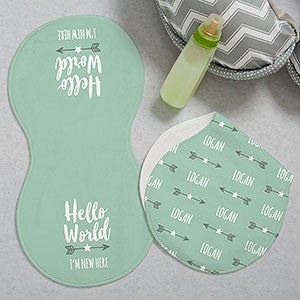 Hello World Personalized Burp Cloths - Set of 2 - 24386