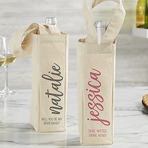 Scripty Style Personalized Wine Tote Bag - 24449