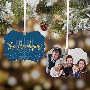 Hanukkah Wishes 2-Sided Photo Ornament - 24509