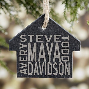 Family Names Engraved House Slate Ornament - 24513