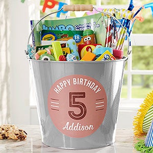 Birthday Bucket Personalized Silver Metal Bucket for Kids - 24514-S