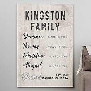 Family Special Dates Personalized Canvas Print - 28x42 - 24531-28x42