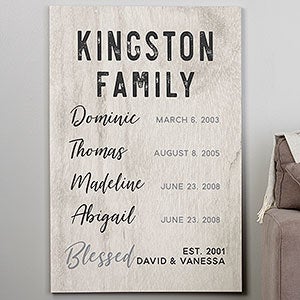 Family Special Dates Personalized Canvas Print - 32x48 - 24531-32x48