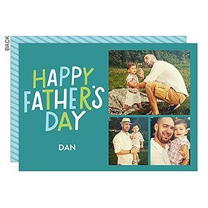Happy Fathers Day Script Photo Card - 3 Photo - 24542-3
