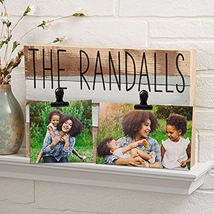Rustic Personalized Reclaimed Wood Photo Clip Frame- Blue 12x8 - 24545-12x8-Blue