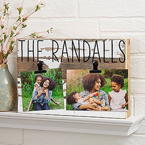 Rustic Personalized Reclaimed Wood Photo Clip Frame - White 12x8 - 24545-12x8-W