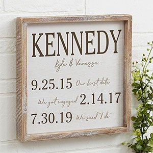 Eventful Family Dates Personalized Barnwood Frame Wall Art - 12x12 - 24546-12x12