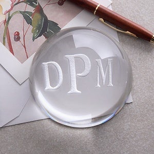 Monogram Personalized Crystal Paperweight - 2455