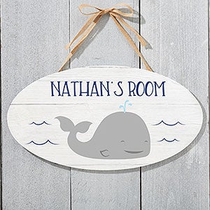 Whale Personalized Oval Door Wood Sign - 24551