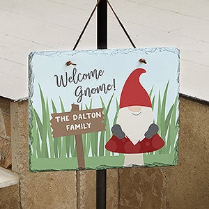 Welcome Gnome Personalized Slate Plaque - 24556