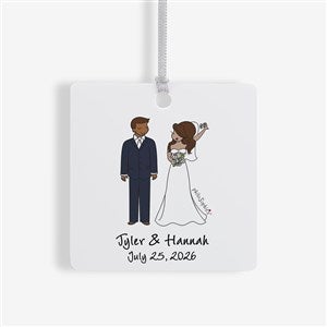 Wedding Couple philoSophies® Personalized Square Photo Ornament- 2.75 Metal 1S - 24565-1M