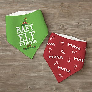 Christmas Elf Personalized Bandana Bibs- Set of 2 - 24567-BB