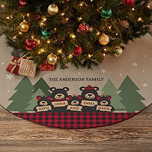 Holiday Bear Family Personalized Christmas Tree Skirt - 24578
