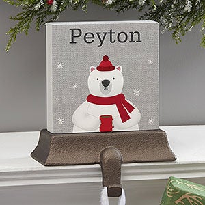 Wintry Cheer Polar Bear Personalized Stocking Holder - 24583-PB