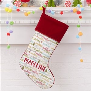 Whimsical Winter Personalized Burgundy Christmas Stocking - 24584-B