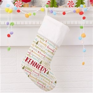 Whimsical Winter Personalized Ivory Christmas Stocking - 24584-I