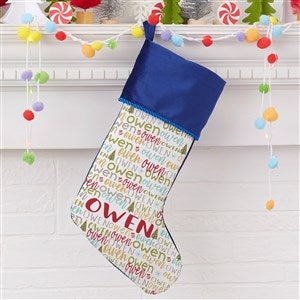 Whimsical Winter Personalized Blue Christmas Stocking - 24584-BL