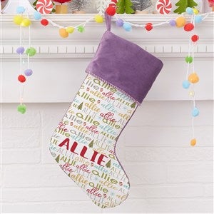 Whimsical Winter Personalized Purple Christmas Stocking - 24584-P