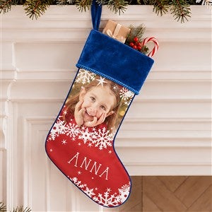 Snowflake Personalized Blue Christmas Photo Stocking - 24586-BL
