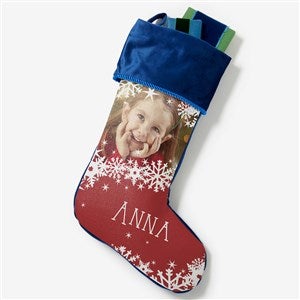 Snowflake Personalized Blue Christmas Photo Stocking - 24586-BL
