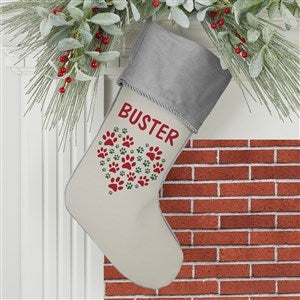 Paws On My Heart Personalized Grey Christmas Stocking - 24590-GR