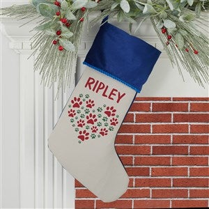Paws On My Heart Personalized Blue Christmas Stocking - 24590-BL