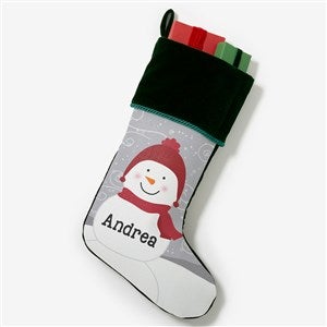 Snowman Family Personalized Green Christmas Stocking - 24594-G