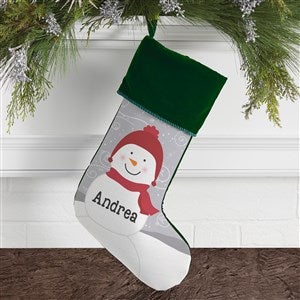 Snowman Family Personalized Green Christmas Stocking - 24594-G