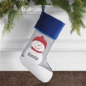 Snowman Family Personalized Blue Christmas Stocking - 24594-BL