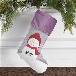 Snowman Family Personalized Purple Christmas Stocking - 24594-P