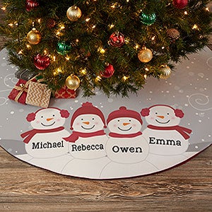 Snowman Family Character Personalized Christmas Tree Skirt - 24595