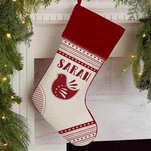 Nordic Noel Personalized Burgundy Christmas Stocking - 24599-B