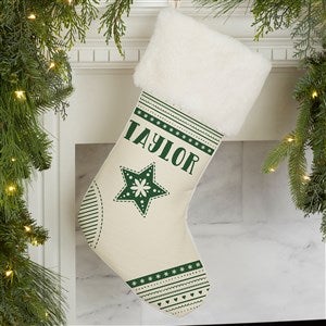 Nordic Noel Personalized Ivory Faux Fur Christmas Stocking - 24599-IF
