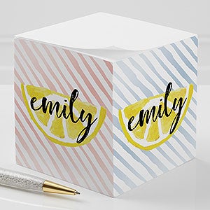 Striped Lemons Personalized Paper Note Cube - 24627