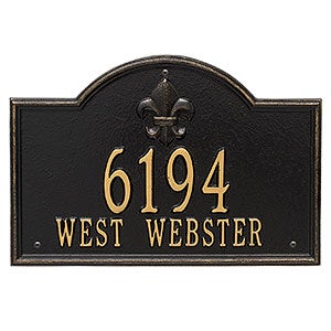 Bayou Vista Personalized Aluminum Address Plaque- Black/Gold - 24633D-BG
