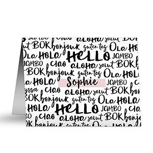 Around The World Hello Personalized Note Cards - 24655
