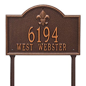 Bayou Vista Personalized Aluminum Lawn Address Sign- Antique Copper - 24663D-AC