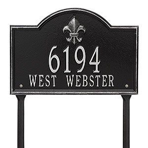 Bayou Vista Personalized Aluminum Lawn Address Sign- Black/silver - 24663D-BS
