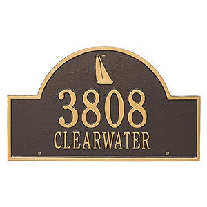 Sailboat Arch Personalized Aluminum Wall Plaque - Bronze & Gold - 24665D-BS