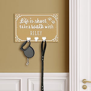 Life is Short Take a Walk Personalized Aluminum Wall Hook - Curry & White - 24666D-CW