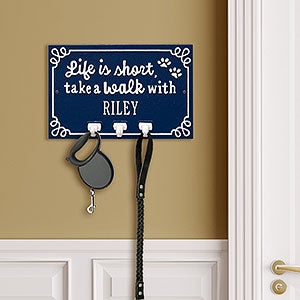 Life is Short Take a Walk Personalized Aluminum Wall Hook - Dark Blue & White - 24666D-DW