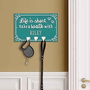 Life is Short Take a Walk Personalized Aluminum Wall Hook - Sea Blue  White - 24666D-SW