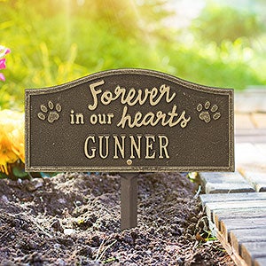 Forever in Our Hearts Personalized Dog Memorial Sign - Antique Brass - 24671D-AB