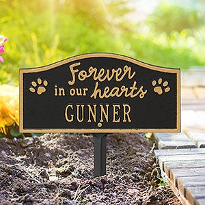 Forever in Our Hearts Personalized Dog Memorial Sign - Black & Gold - 24671D-BG