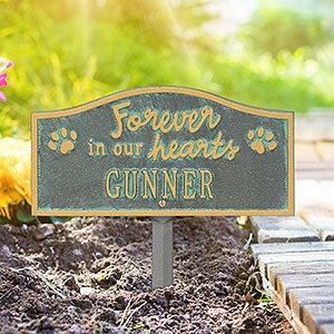 Forever in Our Hearts Personalized Dog Memorial Sign - Bronze Verdigris - 24671D-BV