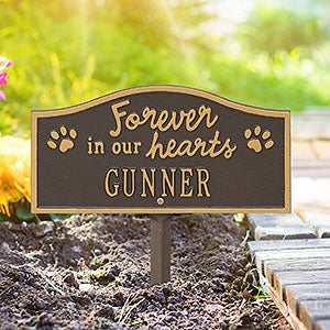 Forever in Our Hearts Personalized Dog Memorial Sign - Bronze & Gold - 24671D-RG