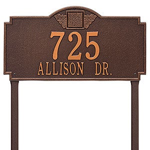 Monogram Personalized Aluminum Lawn Address Sign - Antique Copper - 24674D-AC