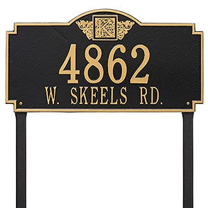 Monogram Personalized Aluminum Lawn Address Sign - Black & Gold - 24674D-BG